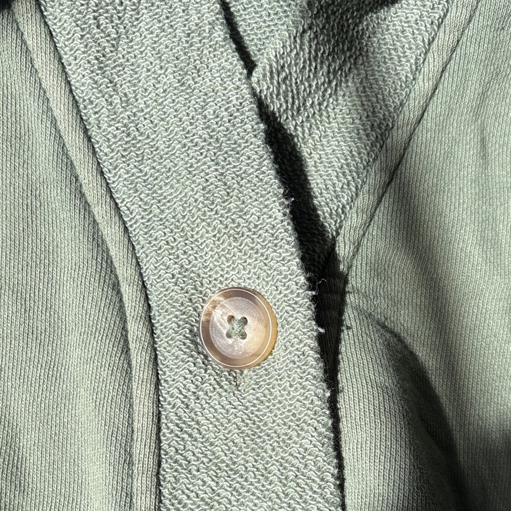 aerie Olive Green Button-Front V-Neck Cardigan Sweatshirt - Picture 12 of 13